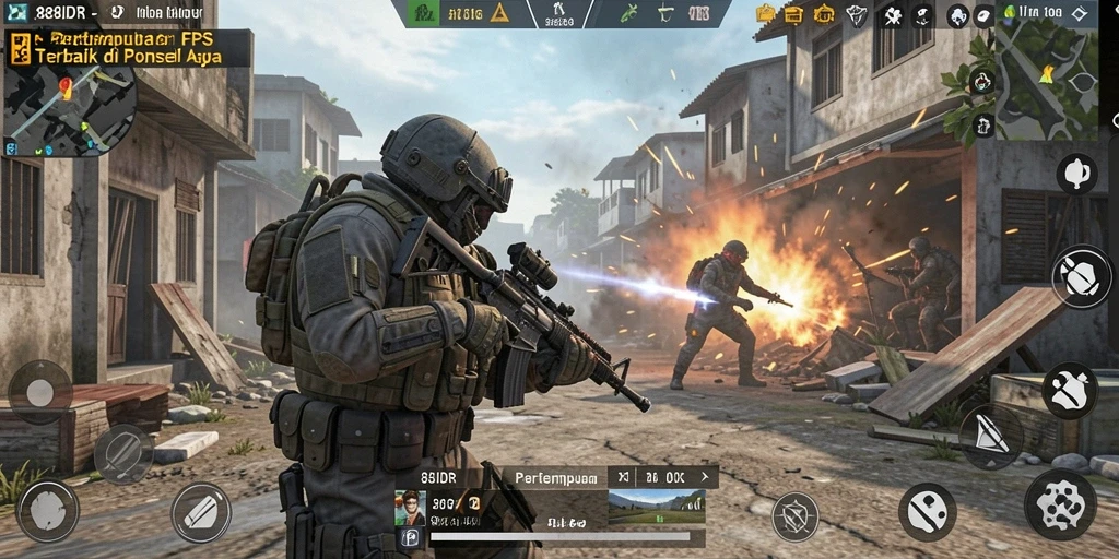 Tampilan gameplay mendebarkan dalam pertempuran FPS di 88IDR.