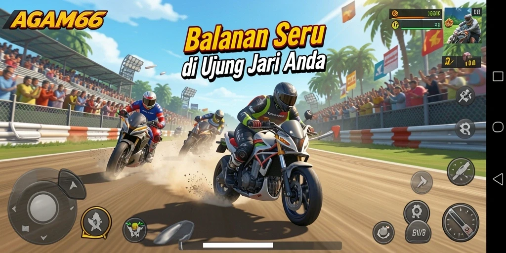 Tampilan intens dari gameplay balapan AGAM66 yang mendebarkan.