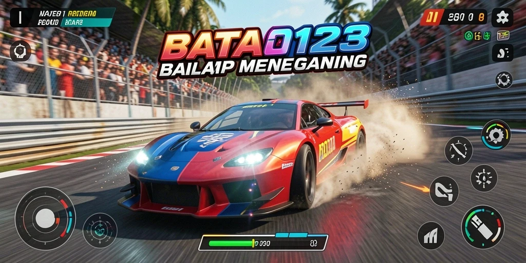 Tampilan gameplay BATA123 saat balapan di trek menegangkan.