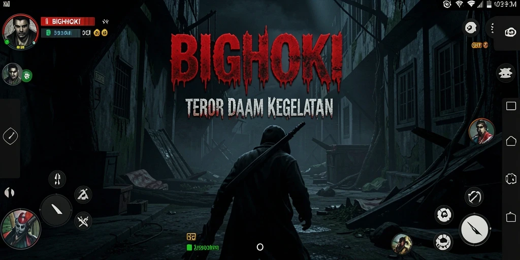 Tampilan screenshot menakutkan dari gameplay BIGHOKI yang mengerikan.