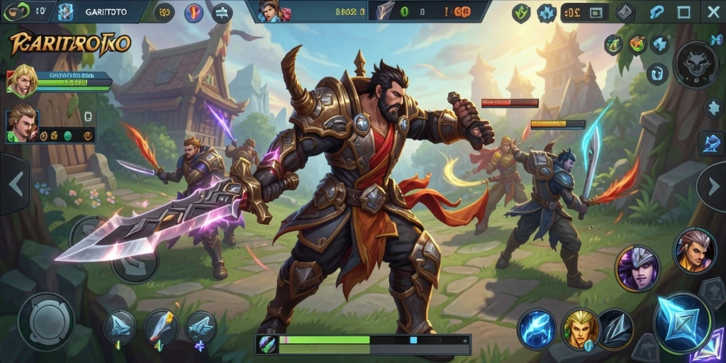 Tampilan gameplay GARITOTO dengan aksi MOBA yang seru dan strategis.
