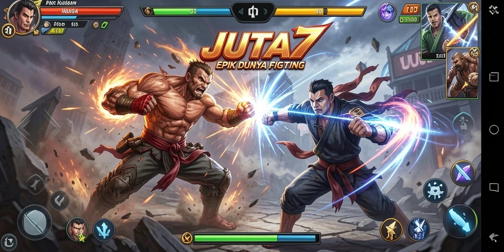 Tampilan dinamis pertarungan di JUTA7 dengan grafik memukau.