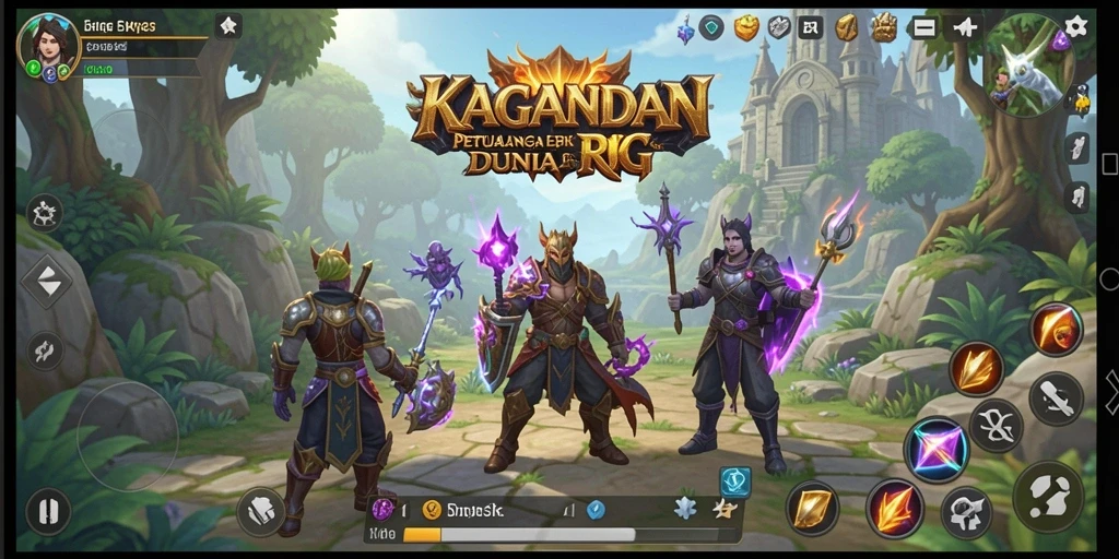 Tampilan gameplay KAGANDAN dengan pertarungan taktis dan karakter unik.