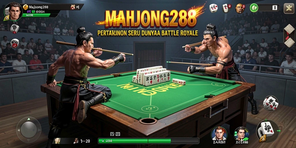 Tampilan gameplay MAHJONG288 dengan aksi pertarungan yang intens.