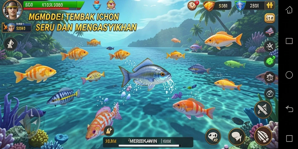 Tampilan aksi seru dalam gameplay Tembak Ikan.