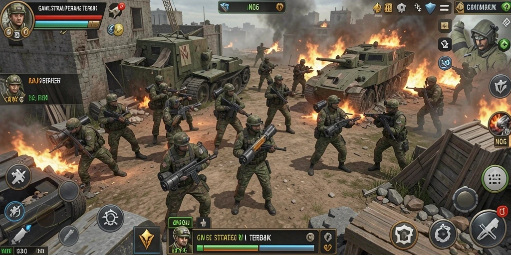 Tampilan mendebarkan gameplay N06 dalam pertempuran strategi.