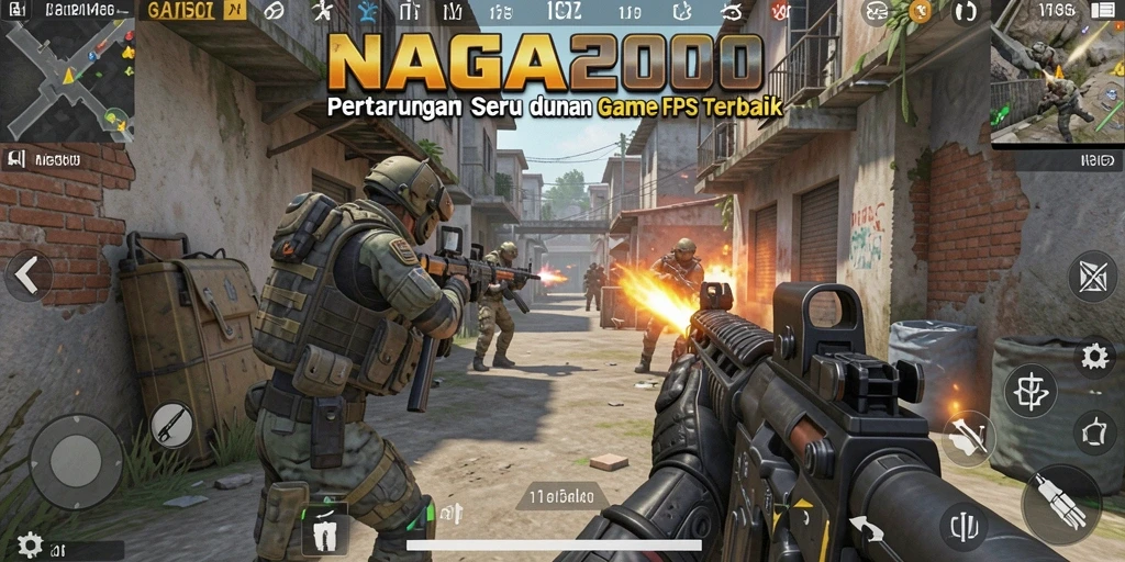 Screenshot gameplay NAGA2000 menampilkan aksi menembak yang intens.