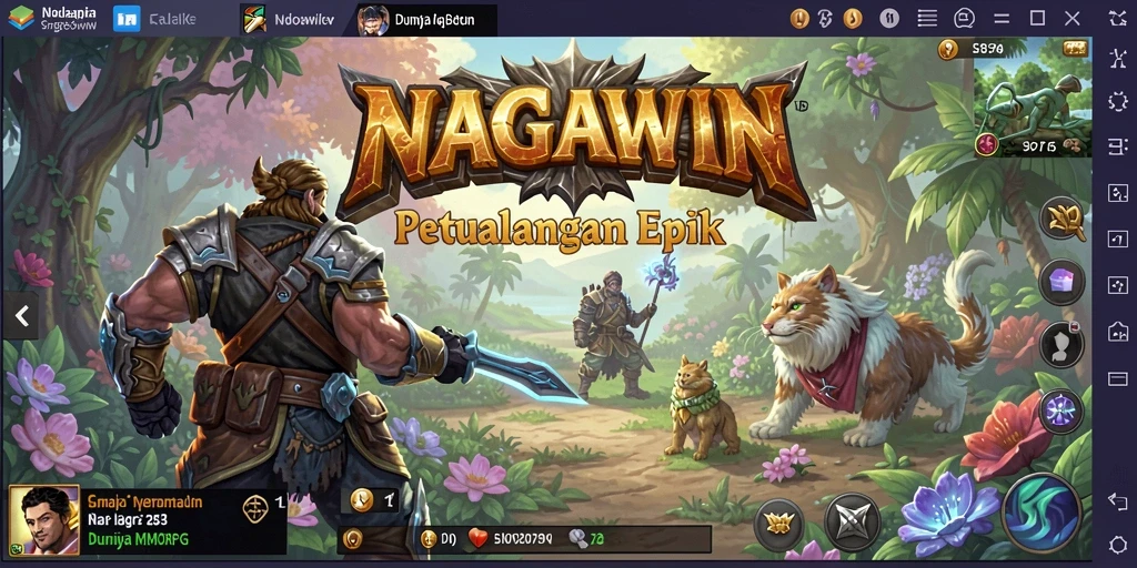 Screenshot gameplay NAGAWIN yang menampilkan aksi seru dalam pertempuran MMORPG.
