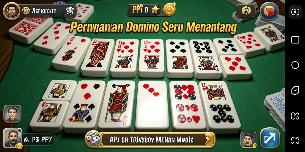 Screenshot utama PP7 menampilkan gameplay Domino yang seru dan interaktif.