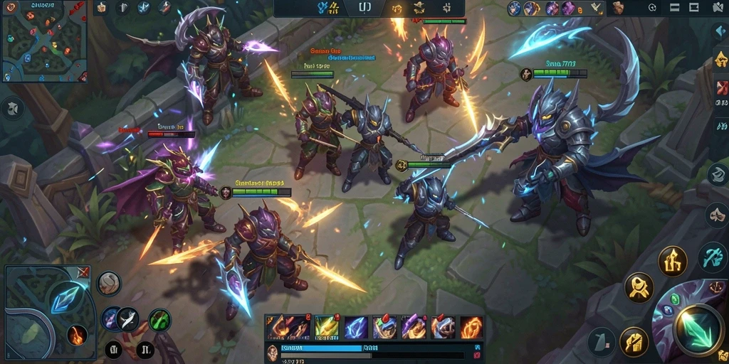 Screenshot utama SUNDA777 dengan aksi gameplay MOBA yang intens.