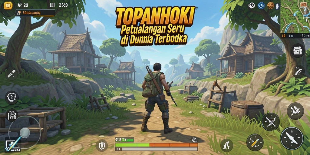 Screenshot menunjukkan dunia terbuka yang dinamis dalam TOPANHOKI.