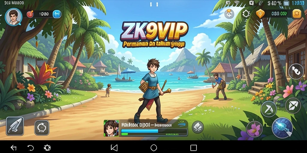Tangkapan layar ZK9VIP menunjukkan gameplay ceria dan interaktif.