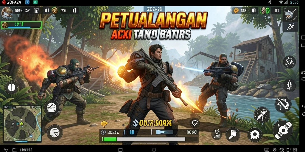 Gameplay ZOFAZA yang menegangkan dan seru dalam aksi penuh adrenalin.